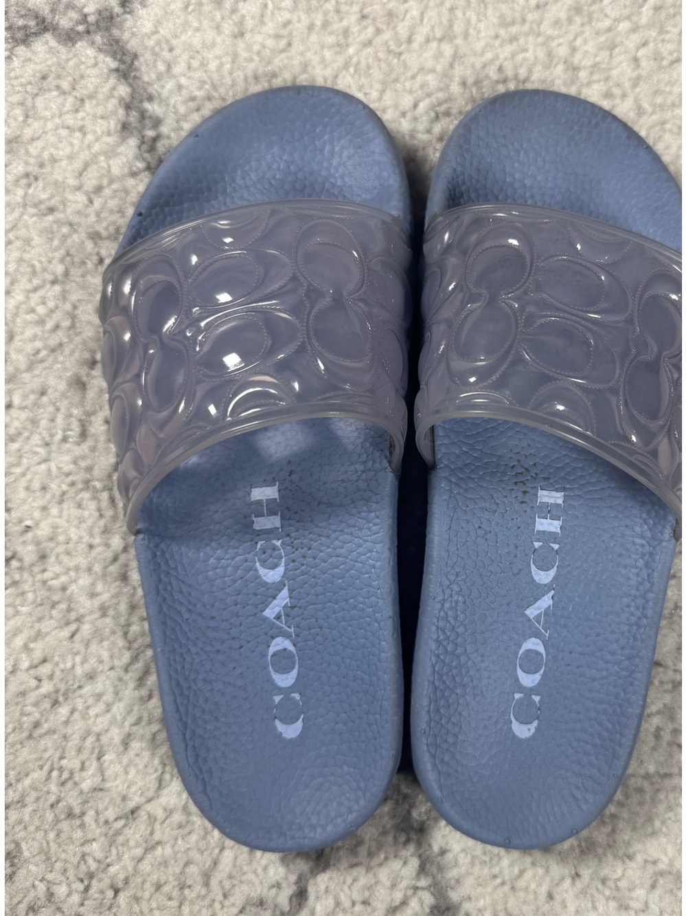 Coach Light Blue Logo-Pattern Slide Sandals